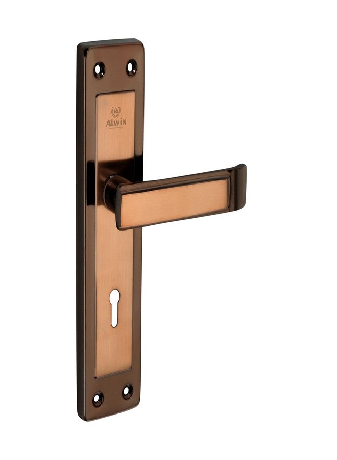 Alwin Mortise Door Lock Handle Set, 20 cm, 6-Lever Locking, Black n Gold Finish - Image 3